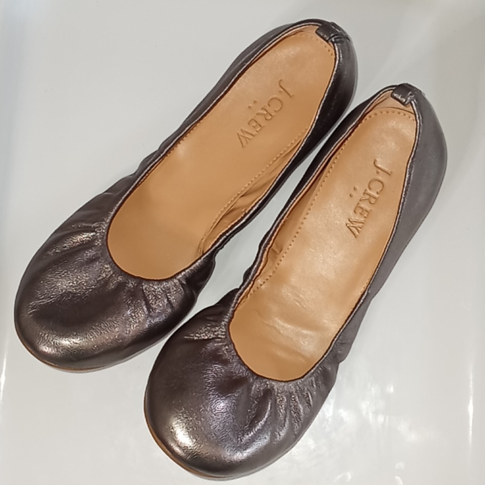 J. Crew metallic silver ballet flats